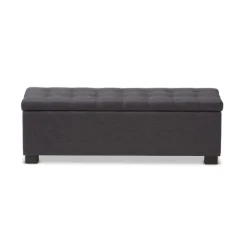 Entryway Furniture-Kirkland's Home Dark Tufted Contemporary Storage Bench Gray