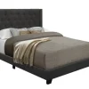 Beds & Headboards-Kirkland's Home Dark Upholstered Button Tufted Wing King Bed Gray