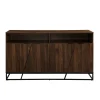Cabinets & Sideboards-Kirkland's Home Dark Walnut Angled Door Wooden Sideboard Cabinet Brown
