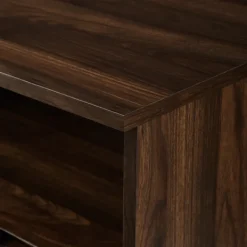Cabinets & Sideboards-Kirkland's Home Dark Walnut Angled Door Wooden Sideboard Cabinet Brown