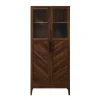 Cabinets & Sideboards-Kirkland's Home Dark Walnut Chevron Wooden Storage Cabinet Brown