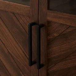 Cabinets & Sideboards-Kirkland's Home Dark Walnut Chevron Wooden Storage Cabinet Brown