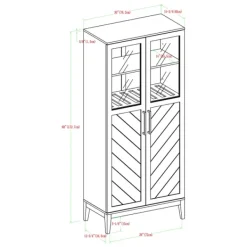 Cabinets & Sideboards-Kirkland's Home Dark Walnut Chevron Wooden Storage Cabinet Brown