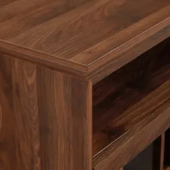 Tv Stands & Media Consoles-Kirkland's Home Dark Walnut Glass Door Classic Tv Stand Brown