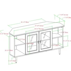 Tv Stands & Media Consoles-Kirkland's Home Dark Walnut Glass Door Corner Tv Stand Brown