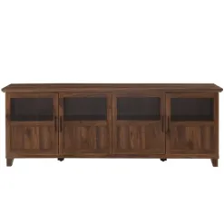 Tv Stands & Media Consoles-Kirkland's Home Dark Walnut Glass Paneled Door Tv Stand Brown