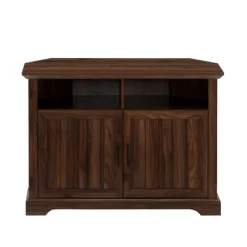 Tv Stands & Media Consoles-Kirkland's Home Dark Walnut Grooved Door Corner Tv Stand Brown