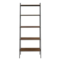 Bookshelves-Kirkland's Home Dark Walnut Industrial Ladder Shelf Brown