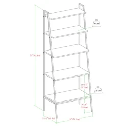 Bookshelves-Kirkland's Home Dark Walnut Industrial Ladder Shelf Brown