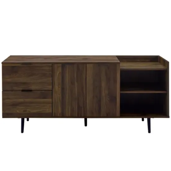 Tv Stands & Media Consoles-Kirkland's Home Dark Walnut Mid-Century 4-Door Tv Stand Brown