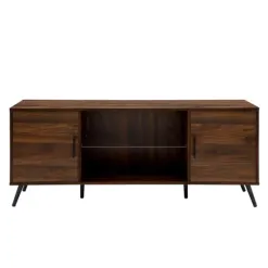 Tv Stands & Media Consoles-Kirkland's Home Dark Walnut Mid-Century 2-Door Media Cabinet Brown