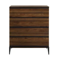 Dressers & Chests-Kirkland's Home Dark Walnut Midcentury Four-Drawer Chest Brown