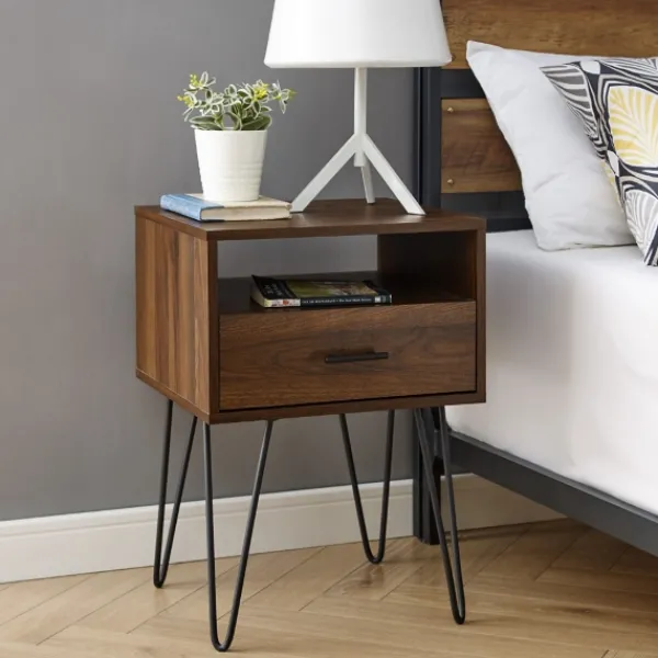 Accent & End Tables-Kirkland's Home Dark Walnut Modern Farmhouse Side Table Brown