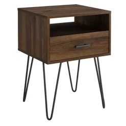 Accent & End Tables-Kirkland's Home Dark Walnut Modern Farmhouse Side Table Brown