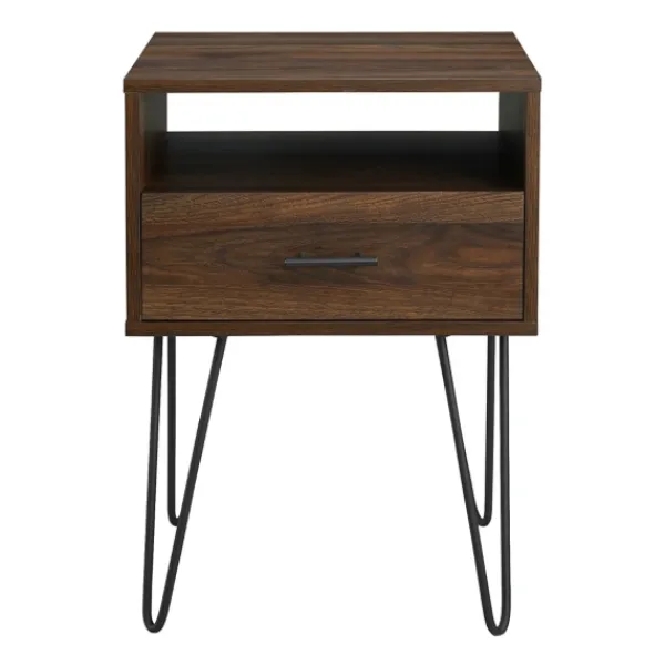 Accent & End Tables-Kirkland's Home Dark Walnut Modern Farmhouse Side Table Brown
