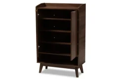 Entryway Furniture-Kirkland's Home Dark Walnut 5-Shelf Wooden Shoe Cabinet Brown