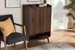 Entryway Furniture-Kirkland's Home Dark Walnut 5-Shelf Wooden Shoe Cabinet Brown