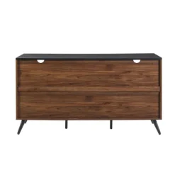 Cabinets & Sideboards-Kirkland's Home Dark Walnut Slatted 4-Drawer Cabinet Brown