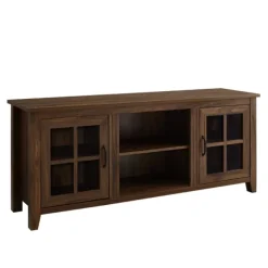 Tv Stands & Media Consoles-Kirkland's Home Dark Walnut Window Pane Tv Stand Brown