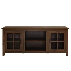 Tv Stands & Media Consoles-Kirkland's Home Dark Walnut Window Pane Tv Stand Brown