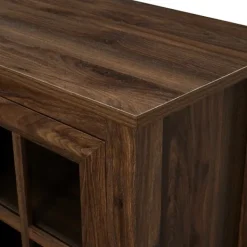 Tv Stands & Media Consoles-Kirkland's Home Dark Walnut Window Pane Tv Stand Brown