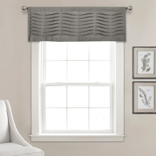 Curtains & Drapes-Kirkland's Home Dark Wave Pattern Valance Gray