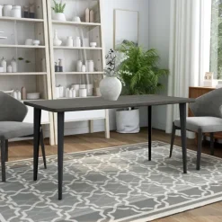 Dining Tables-Kirkland's Home Dark Wood And Metal Dining Table Gray
