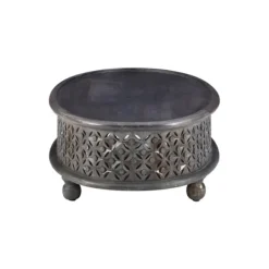 Coffee Tables-Kirkland's Home Dark Wood Carved Medallion Coffee Table Gray