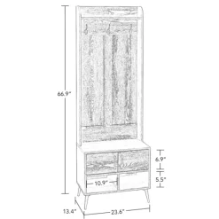 Entryway Furniture-Kirkland's Home Dark Wood Grain Hall Tree With Bench