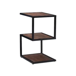 Accent & End Tables-Kirkland's Home Dark Wood Shelves S-Frame Accent Table Brown