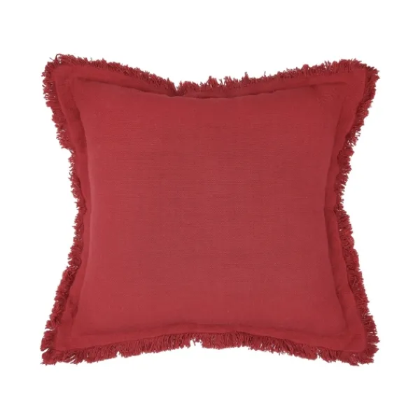 Pillows-Kirkland's Home Dark Woven Fringe Edge Pillow Red
