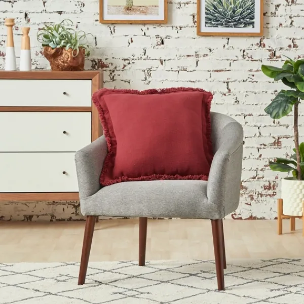 Pillows-Kirkland's Home Dark Woven Fringe Edge Pillow Red