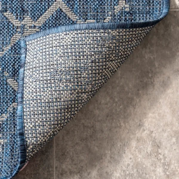 Outdoor Rugs-Kirkland's Home Davon Blue Moroccan Trellis Outdoor Rug, 5X8 Blue/Gray