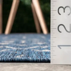 Outdoor Rugs-Kirkland's Home Davon Blue Moroccan Trellis Outdoor Rug, 5X8 Blue/Gray