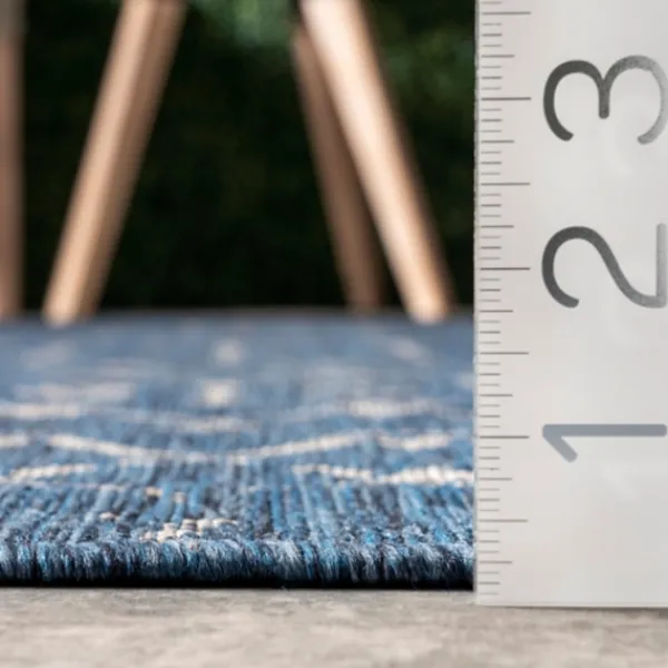Outdoor Rugs-Kirkland's Home Davon Blue Moroccan Trellis Outdoor Rug, 5X8 Blue/Gray