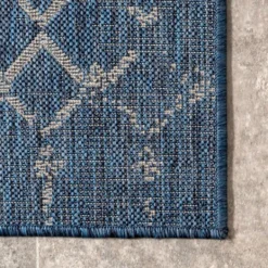 Outdoor Rugs-Kirkland's Home Davon Blue Moroccan Trellis Outdoor Rug, 8X10 Blue/Gray