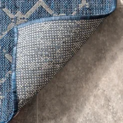 Outdoor Rugs-Kirkland's Home Davon Blue Moroccan Trellis Outdoor Rug, 8X10 Blue/Gray