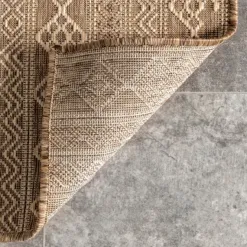Outdoor Rugs-Kirkland's Home Davon Geometric Striped Outdoor Rug, 8X10 Tan
