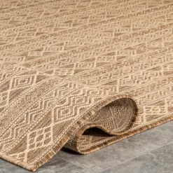 Outdoor Rugs-Kirkland's Home Davon Geometric Striped Outdoor Rug, 5X8 Tan