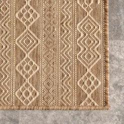 Outdoor Rugs-Kirkland's Home Davon Geometric Striped Outdoor Rug, 5X8 Tan