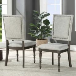 Dining Chairs-Kirkland's Home Dawson Upholstered Dining Chairs, Set Of 2 Gray