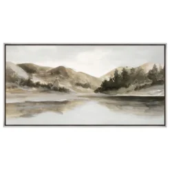 Canvas Art-Kirkland's Home Day At The Lake Framed Canvas Art Print Green/Gray