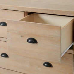 Beds & Headboards-Kirkland's Home Dean Double Driftwood Pine 5-Pc. King Bedroom Set Tan