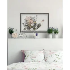 Framed Art-Kirkland's Home Deckled Flowering Bundle Framed Art Print White/Pink/Black