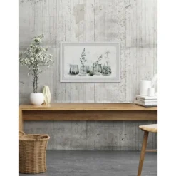 Framed Art-Kirkland's Home Deckled Glasses And Greens Framed Art Print White/Gray/Green