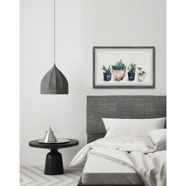 Framed Art-Kirkland's Home Deckled Succulent Row Framed Art Print White/Green/Blue/Brown