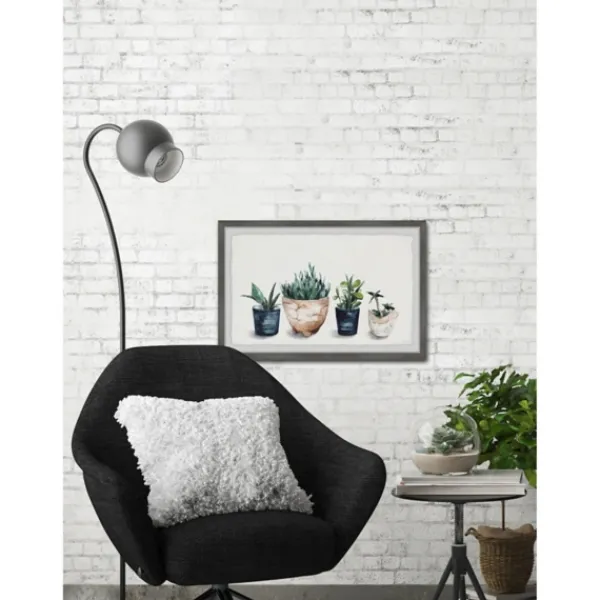 Framed Art-Kirkland's Home Deckled Succulent Row Framed Art Print White/Green/Blue/Brown