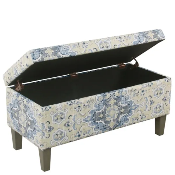 Benches & Ottomans-Kirkland's Home Decorative Antique Storage Bench Blue