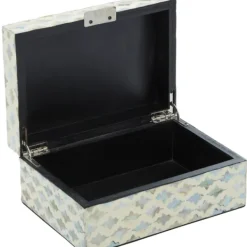 Baskets & Boxes-Kirkland's Home Decorative Mussel Shell Wood Boxes, Set Of 2 Ivory/Gray