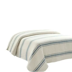 Quilts-Kirkland's Home Deep Blue Pick Stitch Stripe King Quilt Blue/White